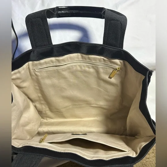 Tory Burch Authentic 88366 Large Nylon Patten Leather Trim Black Hand/To… - Picture 10 of 11